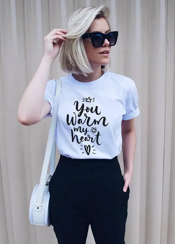 Женская футболка с надписью You Warm my Hearth|tumblr t shirt|t shirtshirt tumblr |