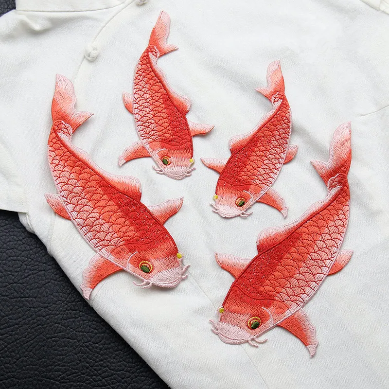 Embroidery red carp without adhesive patch clothing design DIY custom decorative accessories hand sewing golden fish patch
Embroidery red carp without adhesive patch clothing design DIY custom decorative accessories hand sewing golden fish patch