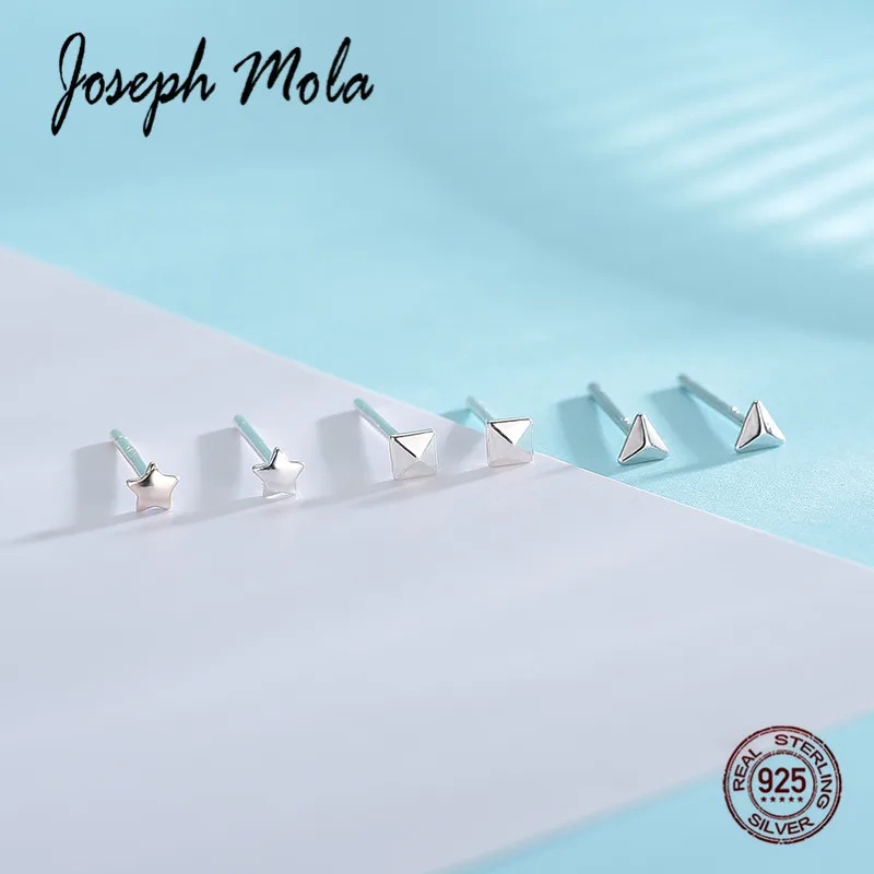 Joseph Mola 925 пробы Серебряный минималистичный маленький Гладкий треугольник звезда