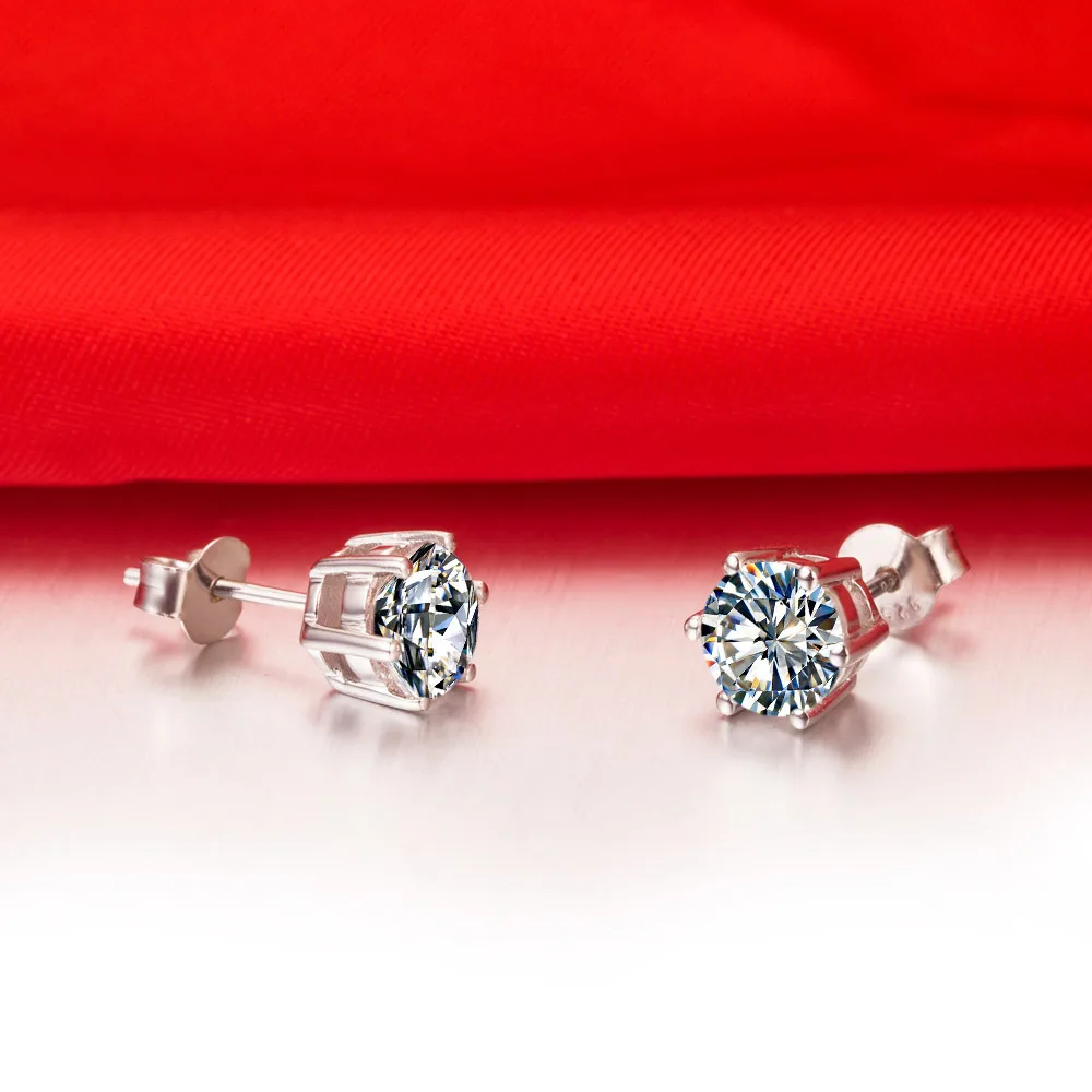0.6CT/Piece Round Six Prongs Fine Diamond Stud Earrings for Women White gold Cover Solid Silver Wedding Jewelry
0.6CT/Piece Round Six Prongs Fine Diamond Stud Earrings for Women White gold Cover Solid Silver Wedding Jewelry