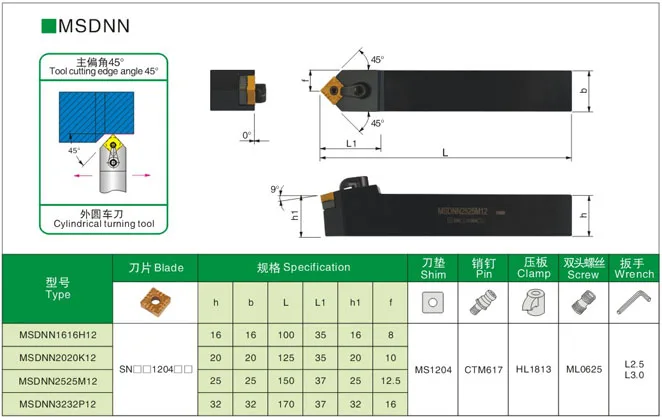 MSDNN 1616H12/2020K12/ External Turning Tools Holders CNC Lathe Cutting Machining Boring Toolholders
MSDNN 1616H12/2020K12/ External Turning Tools Holders CNC Lathe Cutting Machining Boring Toolholders