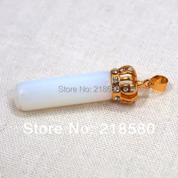 H-PP25 Healing Crystal Quartz Opal Cylinder Point Pendant with Gold Crown Cap and Bail
H-PP25 Healing Crystal Quartz Opal Cylinder Point Pendant with Gold Crown Cap and Bail