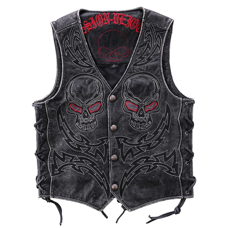 Brand Locomotive Genuine Leather Vest Soft Cowhide Heavy Vintage Skull Slim Fit Youth Vest Spring Summer Sleeveless Leather Coat
Brand Locomotive Genuine Leather Vest Soft Cowhide Heavy Vintage Skull Slim Fit Youth Vest Spring Summer Sleeveless Leather Coat