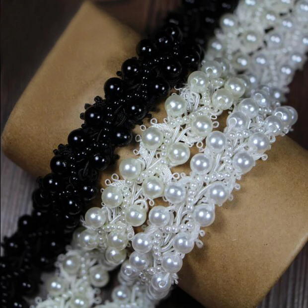 2yds Black Off White Pearl Beaded Embroidered Lace Trim Ribbon Fabric Handmade DIY Sewing Craft For Costume Hat Shoes Decoration
2yds Black Off White Pearl Beaded Embroidered Lace Trim Ribbon Fabric Handmade DIY Sewing Craft For Costume Hat Shoes Decoration