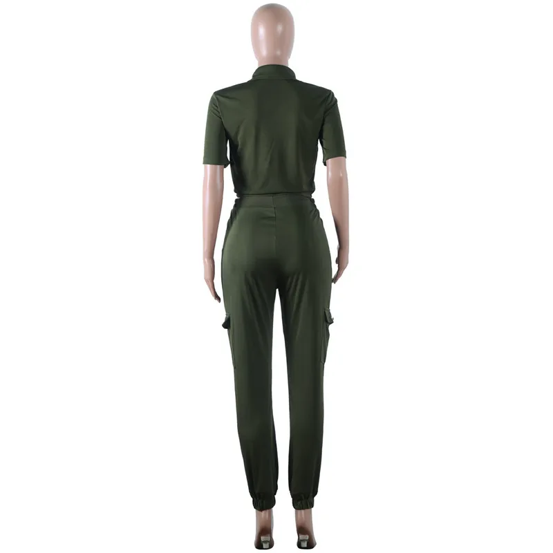 Women Tracksuits Two Piece Pants Set Fitness Clothing Fashion Turn-Down Collar Short Sleeve Pockets Button Crop Top and Pants
Women Tracksuits Two Piece Pants Set Fitness Clothing Fashion Turn-Down Collar Short Sleeve Pockets Button Crop Top and Pants