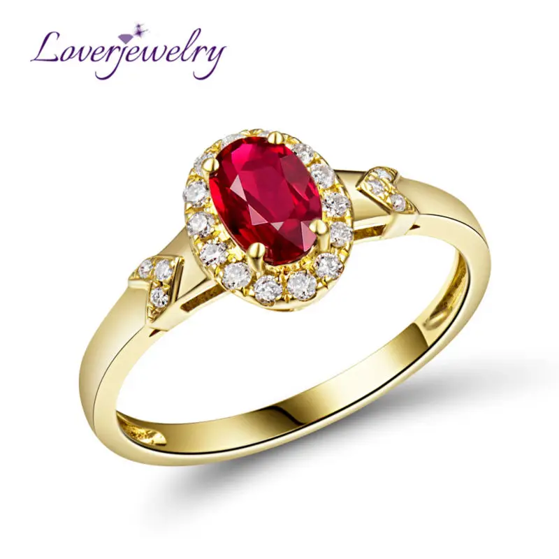 LOVERJEWELRY Solid 18K Yellow Gold Natural Ruby Eternity Ring Oval 4x6mm Ruby Stone Diamond Jewelry For Women Wedding Party Gift
LOVERJEWELRY Solid 18K Yellow Gold Natural Ruby Eternity Ring Oval 4x6mm Ruby Stone Diamond Jewelry For Women Wedding Party Gift