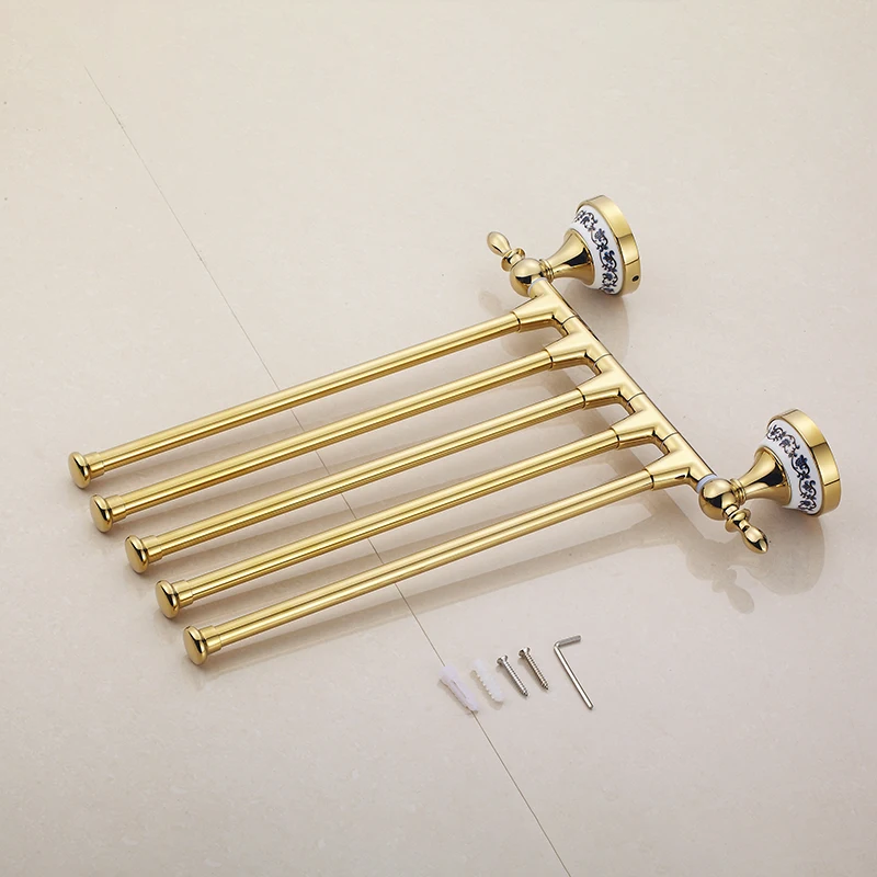 Euro style Towel Bar Rotating Towel Rack Diamond Gold chrome Wall-Mounted towel shelf Bathroom Accessories
Euro style Towel Bar Rotating Towel Rack Diamond Gold chrome Wall-Mounted towel shelf Bathroom Accessories