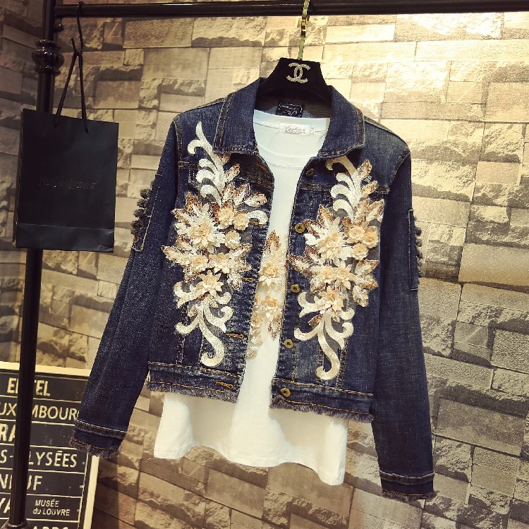 2018 Spring Autumn Women's New Fashion Denim Jacket Jeans Coat Girls Ladies 3D Flower Beaded Long-sleeved Short Coat Slim Coats
2018 Spring Autumn Women's New Fashion Denim Jacket Jeans Coat Girls Ladies 3D Flower Beaded Long-sleeved Short Coat Slim Coats