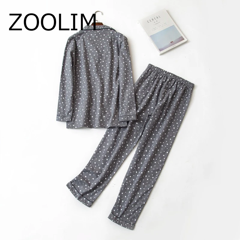 ZOOLIM/осенне-зимние пижамы женские с брюками 100% хлопок отложным воротником