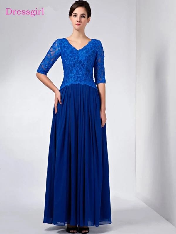 Royal Blue Mother Of The Bride Dresses A-line Half Sleeves Chiffon Lace Beaded Long Elegant Groom Mother Dresses Wedding
Royal Blue Mother Of The Bride Dresses A-line Half Sleeves Chiffon Lace Beaded Long Elegant Groom Mother Dresses Wedding