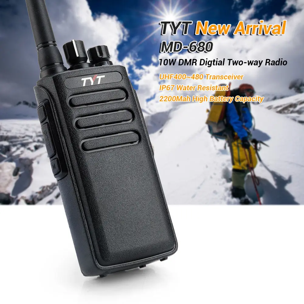Портативная рация TYT MD 680 UHF 400 470 МГц DMR 10 Вт IP67 цифровая двухсторонняя рация|handheld