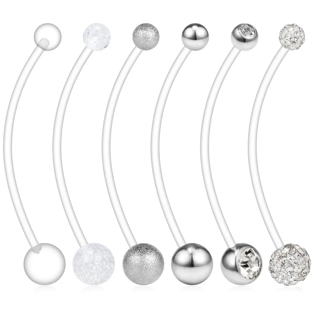 

JFORYOU 6PCS Mix Style Pregnancy Sport Maternity Flexible Bioplast Belly Navel Button Ring Retainer 14G 1 1/2Inch (38mm)