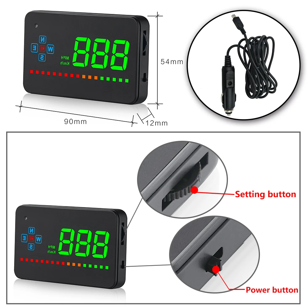 A2 GPS Speedometer 4.5" C80 Speed Odometer Mileage HUD Display Digital Speed Alarm MPH KMH Altitude Display Projector 3''
A2 GPS Speedometer 4.5" C80 Speed Odometer Mileage HUD Display Digital Speed Alarm MPH KMH Altitude Display Projector 3''