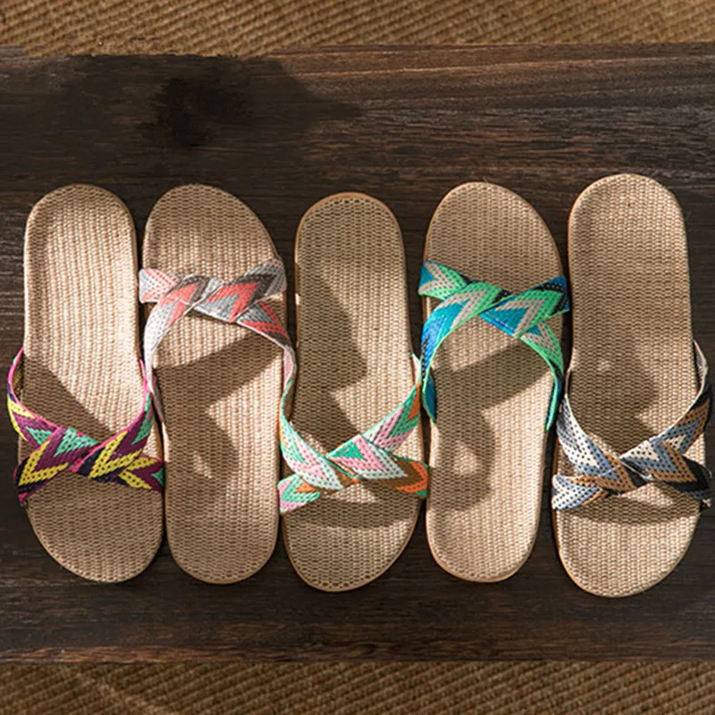 Tribal Patterns Summer Flax Slippers Womens 35-45 Large Size Beach Flip Flops Non-slip Unisex Slippers
Tribal Patterns Summer Flax Slippers Womens 35-45 Large Size Beach Flip Flops Non-slip Unisex Slippers