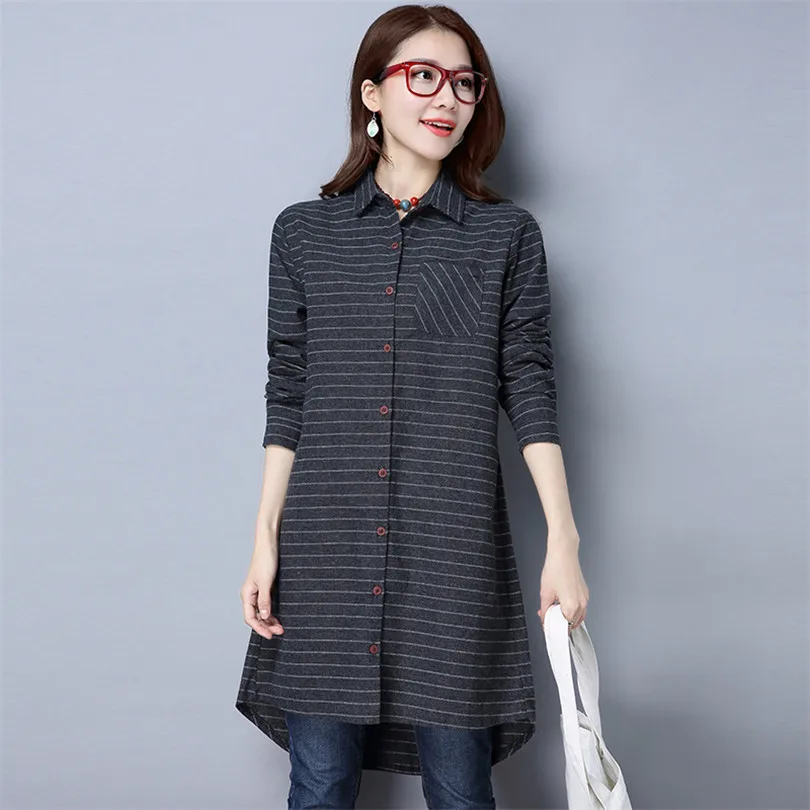 2018 Spring Autumn Women Long Blouse Button Pocket Striped Blouses Lady Long Sleeve Shirt Casual Office Shirts Blusas Tops AB790
2018 Spring Autumn Women Long Blouse Button Pocket Striped Blouses Lady Long Sleeve Shirt Casual Office Shirts Blusas Tops AB790