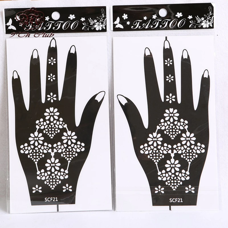 4 пары (8 шт.) фотошаблоны цветочные фотообои для боди краски 20 #21 #22 #1 #|henna tattoo|mehndi