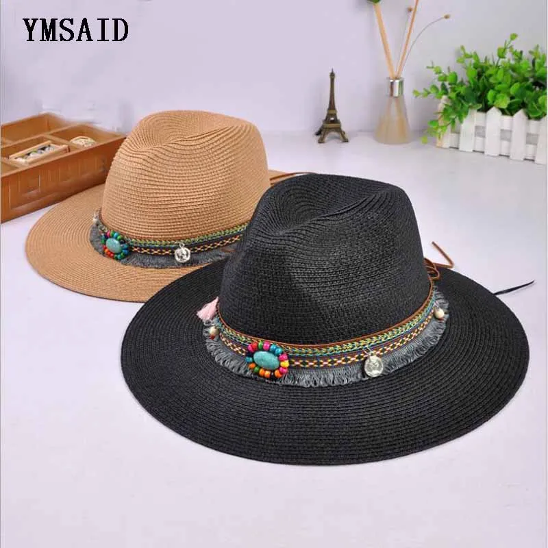 New Spring Summer Bohemia Style Women's Jazz Caps hats with Wide Birm Women Straw Vintage Hat Floppy Sun Beach Church Cap Gorros
New Spring Summer Bohemia Style Women's Jazz Caps hats with Wide Birm Women Straw Vintage Hat Floppy Sun Beach Church Cap Gorros