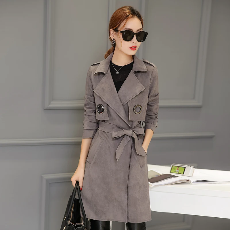 In the long coat and new spring coat all-match female temperament suede coat
In the long coat and new spring coat all-match female temperament suede coat