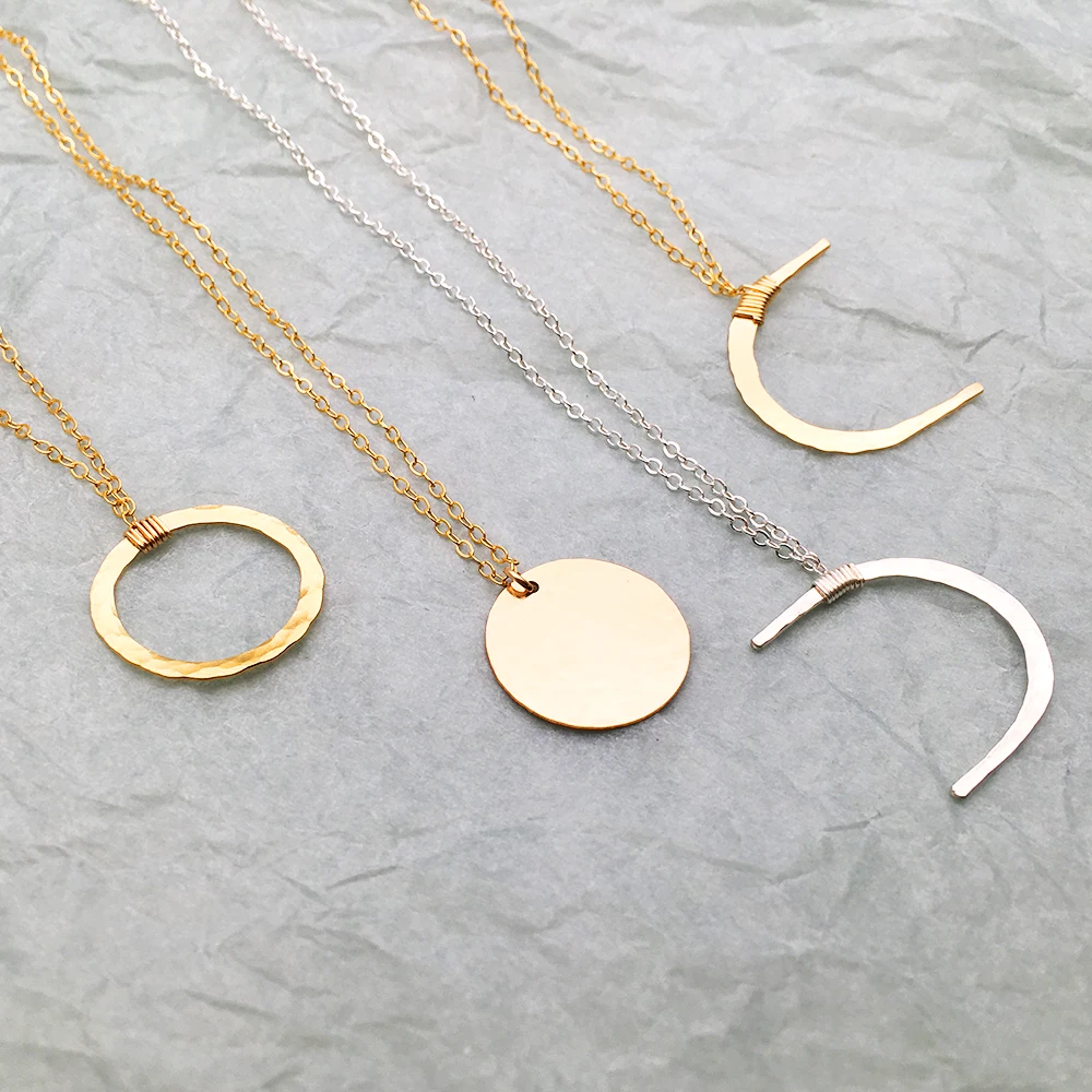 Dainty Moon Phase Necklaces Handmade Jewelry Hammered Gold Filled Choker Pendants Collier Femme Kolye Collares Boho Necklace
Dainty Moon Phase Necklaces Handmade Jewelry Hammered Gold Filled Choker Pendants Collier Femme Kolye Collares Boho Necklace