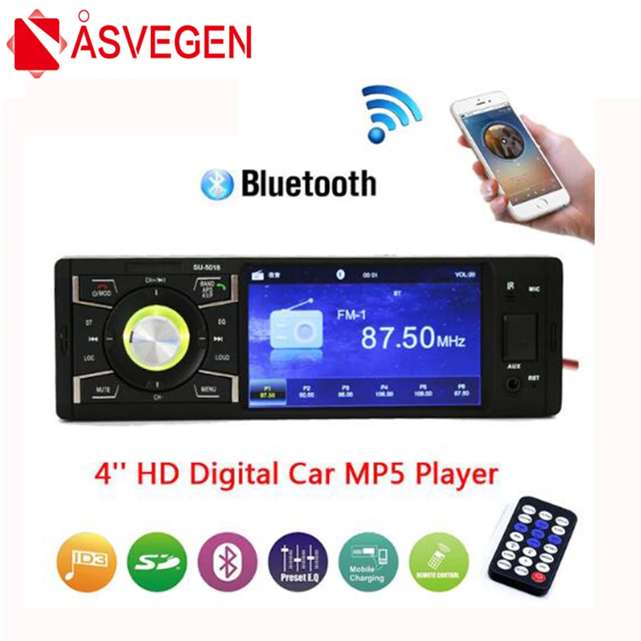 Asvegen Car Radio Auto Audio Stereo 4" 1 Din FM Bluetooth 12v Support Rear View Camera USB FM MP4 MP5 USB AUX-IN SD TF autoradio
Asvegen Car Radio Auto Audio Stereo 4" 1 Din FM Bluetooth 12v Support Rear View Camera USB FM MP4 MP5 USB AUX-IN SD TF autoradio