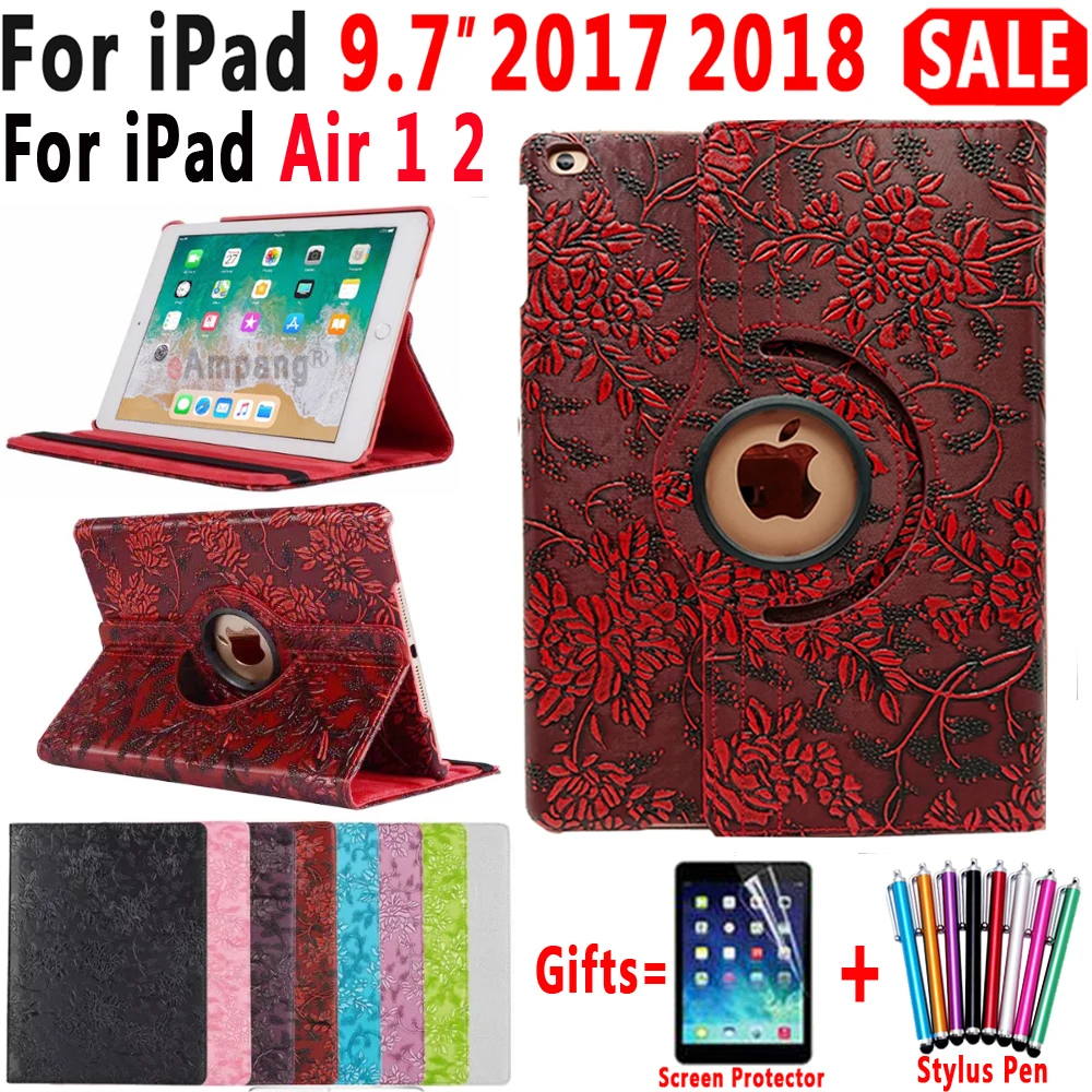 Чехол для iPad 9 7 2018 2017 10 2 2019 7th 5th 6th поколения Air 1 Air2 Smart Cover 360 Вращающийся Цветок
