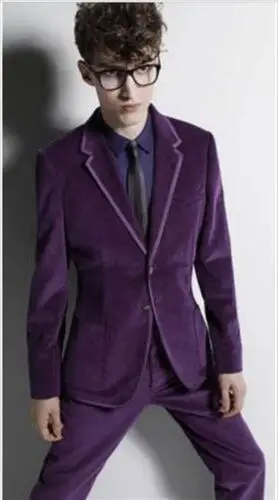 Новый фиолетовый бархатный мужской костюм с двумя кнопками смокинг для жениха