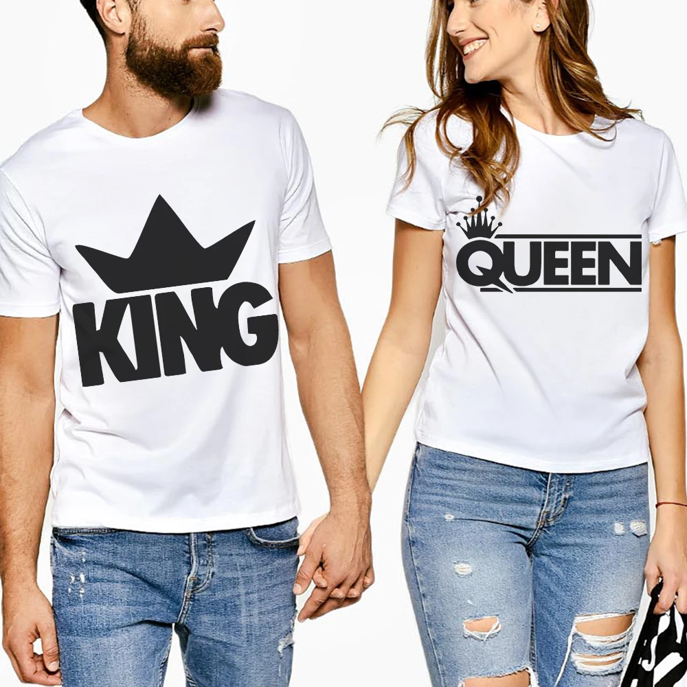 New Arrival Couple T Shirt For Lovers Husband And Wife Funny Letter King Queen Print Tee Shirts Tops White Men Women Valentin
New Arrival Couple T Shirt For Lovers Husband And Wife Funny Letter King Queen Print Tee Shirts Tops White Men Women Valentin