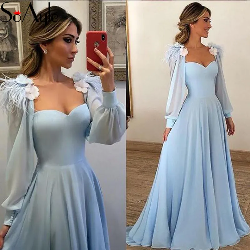 SoAyle 2019 Evening Dresses A-Line Sweetheart Prom Dresses for Women Long Sleeves Chiffon Flowers Formal Dresses
SoAyle 2019 Evening Dresses A-Line Sweetheart Prom Dresses for Women Long Sleeves Chiffon Flowers Formal Dresses