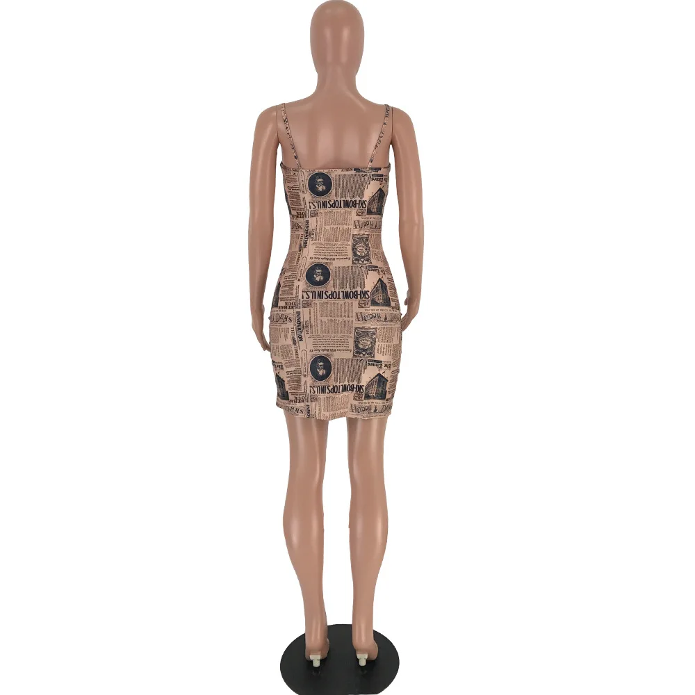 Vintage New Paper Print Mini Dress Women Casual Sleeveless Spaghetti Strap Bodycon Women Dress Night Club Summer Dress Vestidos
Vintage New Paper Print Mini Dress Women Casual Sleeveless Spaghetti Strap Bodycon Women Dress Night Club Summer Dress Vestidos