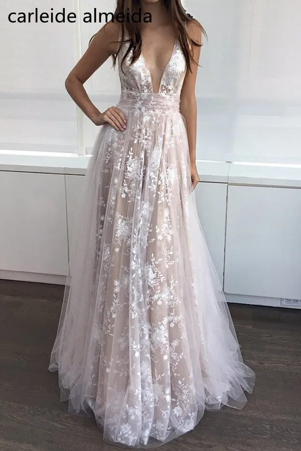 Robe de bal Longue кружевные и тюлевые платья для выпускного вечера с v образным вырезом