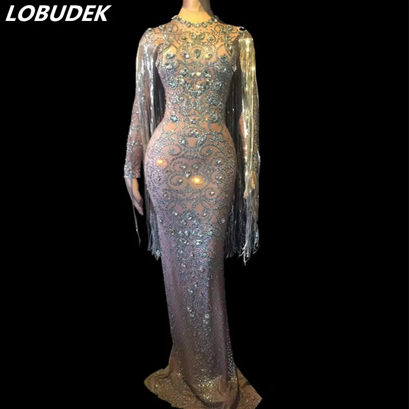 Long Sleeve Crystal Tassels Long Dress Evening Performance Fashion Show Dresses Nightclub Female Singer Concert Party Show Dress
Long Sleeve Crystal Tassels Long Dress Evening Performance Fashion Show Dresses Nightclub Female Singer Concert Party Show Dress