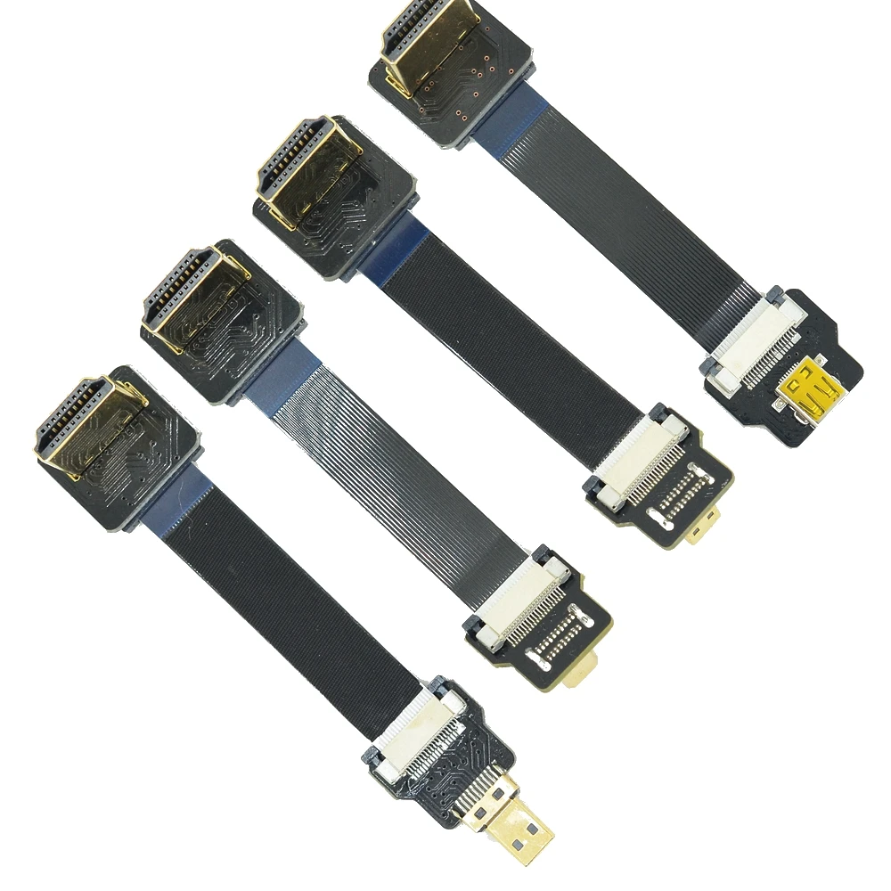 A2-D FPV вверх под углом 90 градусов HDMI Type A папа к Micro type D локоть HDTV FPC плоский кабель