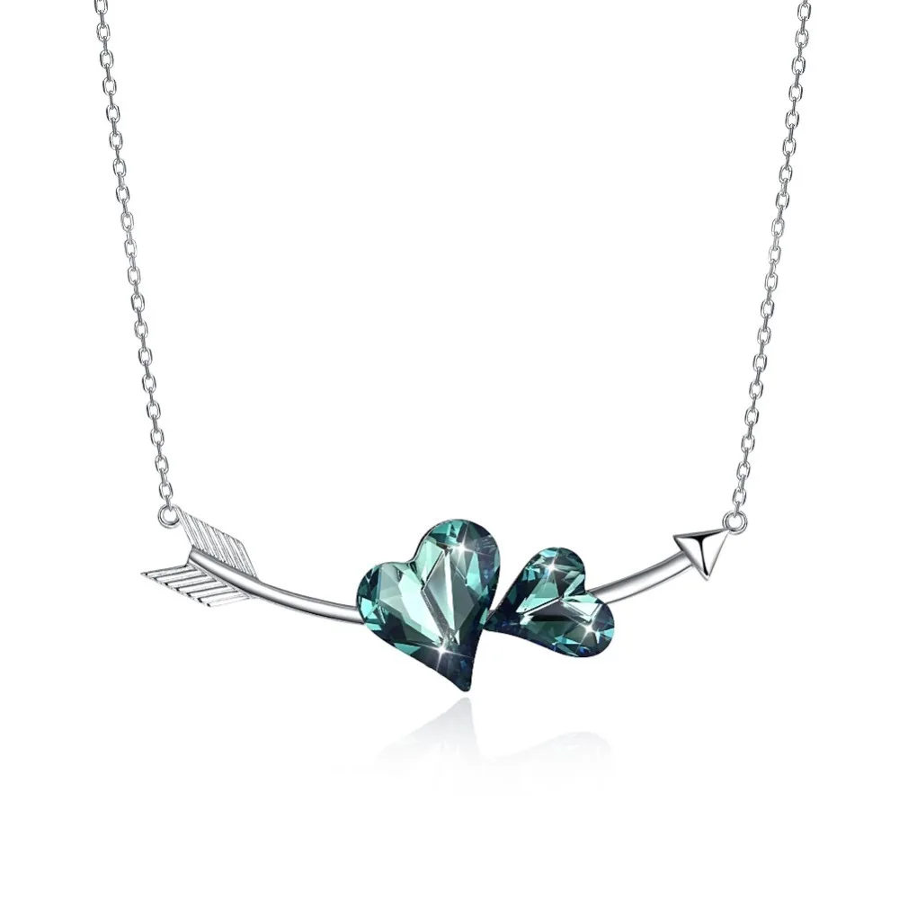 S925 Women Necklaces Arrow in Two Blue Crystal Hearts Pendant 925 Sterling Silver Necklaces for Lady Party Neck Wears Jewelry
S925 Women Necklaces Arrow in Two Blue Crystal Hearts Pendant 925 Sterling Silver Necklaces for Lady Party Neck Wears Jewelry