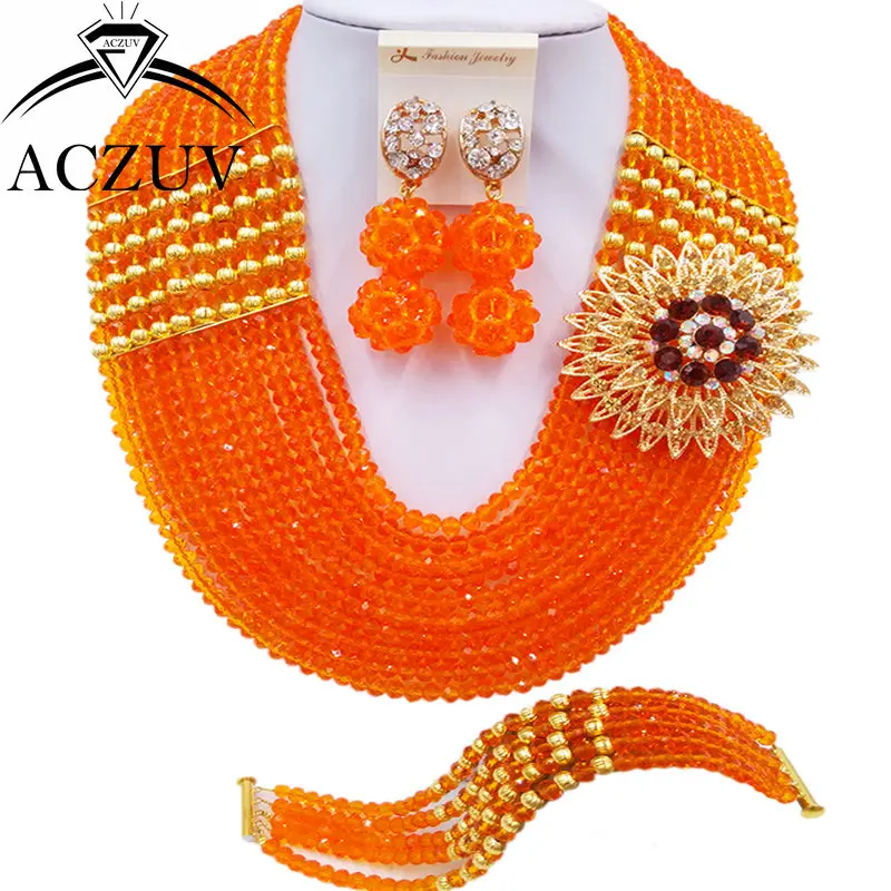 ACZUV 10 Rows Orange African Wedding Beads Nigerian Jewelry Set Bridal Jewelry Sets 10LBJZ015
ACZUV 10 Rows Orange African Wedding Beads Nigerian Jewelry Set Bridal Jewelry Sets 10LBJZ015