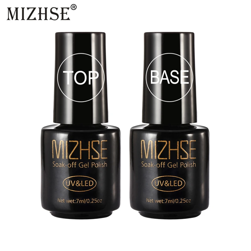 Базовое и верхнее покрытие для ногтей MIZHSE 2 шт./компл. 7 мл отмачиваемый лак