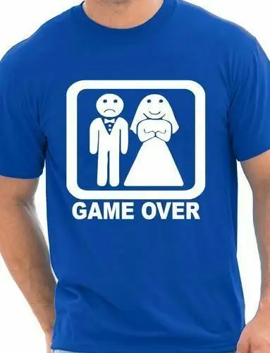 Забавная Мужская футболка с круглым вырезом Game Over для свадьбы/Stag Do новые модные