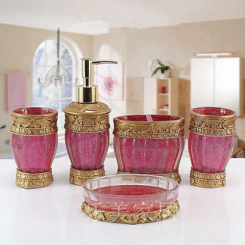 New 5pcs European Bathroom Set Premium Natural Resin / 1 Emulsion Bottle / 1 Soap Dishes / 2cup/1 toothbrush wedding dress
New 5pcs European Bathroom Set Premium Natural Resin / 1 Emulsion Bottle / 1 Soap Dishes / 2cup/1 toothbrush wedding dress