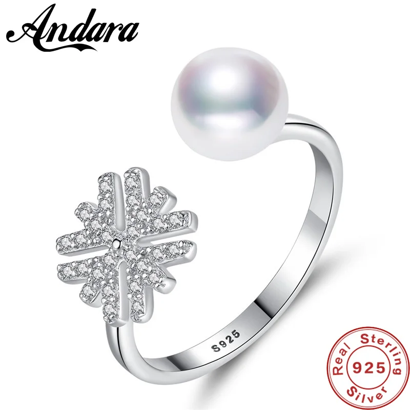 100% 925 Sterling Silver Snowflake with Pearl Clear CZ Open Size Finger Rings for Women Wedding Party Jewelry
100% 925 Sterling Silver Snowflake with Pearl Clear CZ Open Size Finger Rings for Women Wedding Party Jewelry