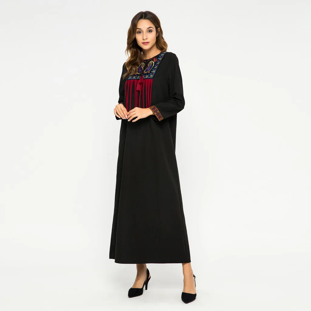 New Fashion Women Vintage Full Sleeve O-neck Embroidered Tassel Muslim Robe Loose Long Dresses Maxi Clothes z0417
New Fashion Women Vintage Full Sleeve O-neck Embroidered Tassel Muslim Robe Loose Long Dresses Maxi Clothes z0417