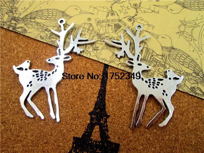 5pcs--Large Reindeer Charms, Antique sliver 2 Side Deer With A Bird Charm Pendants
5pcs--Large Reindeer Charms, Antique sliver 2 Side Deer With A Bird Charm Pendants