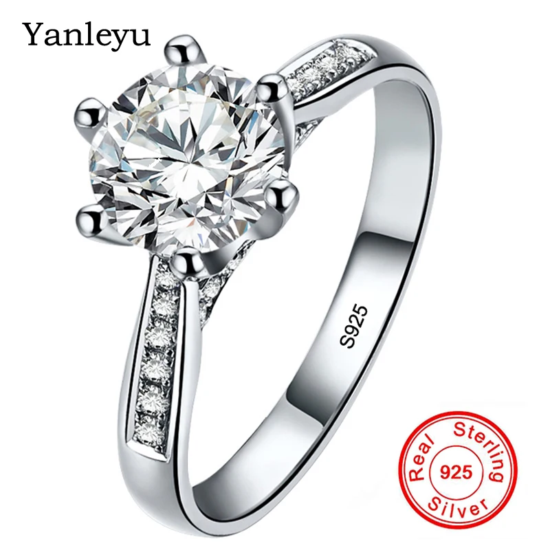 Yanleyu Genuine 925 Sterling Silver Wedding Rings for Women Sparkling Zircon CZ Solitaire Ring Engagement Finger Jewelry PR095
Yanleyu Genuine 925 Sterling Silver Wedding Rings for Women Sparkling Zircon CZ Solitaire Ring Engagement Finger Jewelry PR095