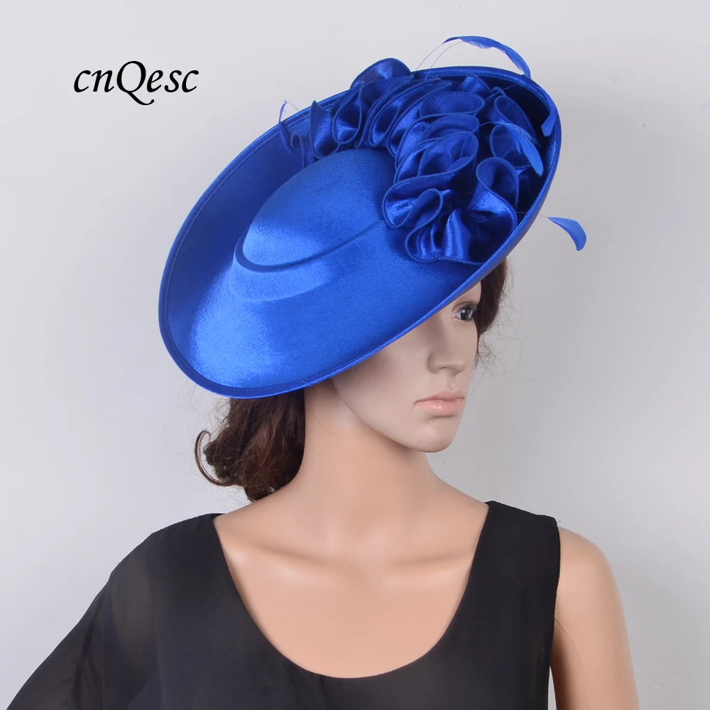 Кобальтовая Королевская Синяя большая тарелка Вуалетка sinamay женская шляпа