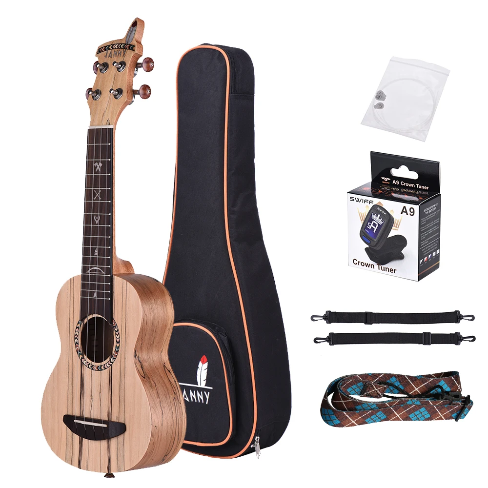 Soprano 21" Ukulele Acoustic Ukelele Spalted Maple Wood Carbon String with Padded Carrying Bag Strings Strap Clip-on Tuner
Soprano 21" Ukulele Acoustic Ukelele Spalted Maple Wood Carbon String with Padded Carrying Bag Strings Strap Clip-on Tuner