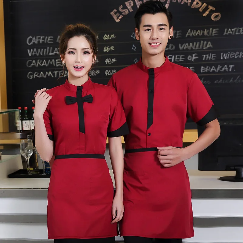 Hot Sell Chinese Restaurant Waiter Uniform with Apron Black/green/red Hotel Food Service Waitress Uniform Cafe Service Work Wear
Hot Sell Chinese Restaurant Waiter Uniform with Apron Black/green/red Hotel Food Service Waitress Uniform Cafe Service Work Wear