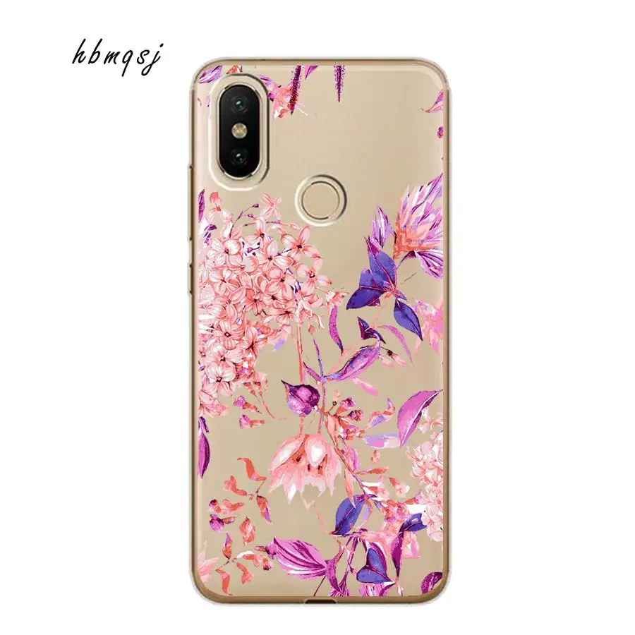 Silicone for xiaomi mi a2 lite redmi 6 pro case 5.84 inch love flowers feathers christmas lights phone back cover |