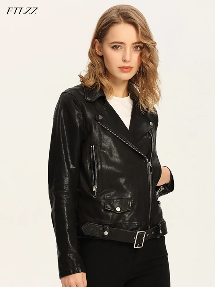 FTLZZ Biker Leather Jacket Women Slim Short Black Fake Leather Jacket Faux Leather Moto Outwear With Belt
FTLZZ Biker Leather Jacket Women Slim Short Black Fake Leather Jacket Faux Leather Moto Outwear With Belt