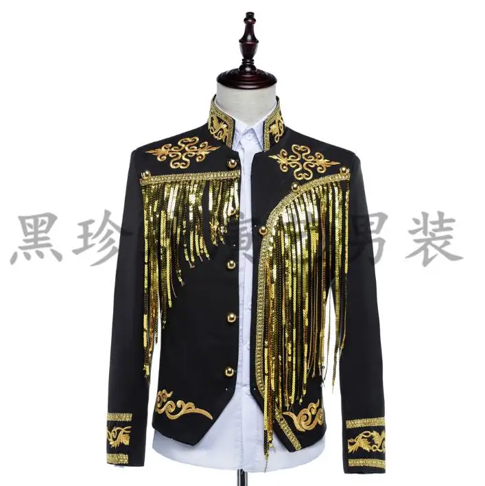 Tassel men suits designs masculino homme terno stage costumes for singers men sequin blazer dance clothes jacket style dress
Tassel men suits designs masculino homme terno stage costumes for singers men sequin blazer dance clothes jacket style dress