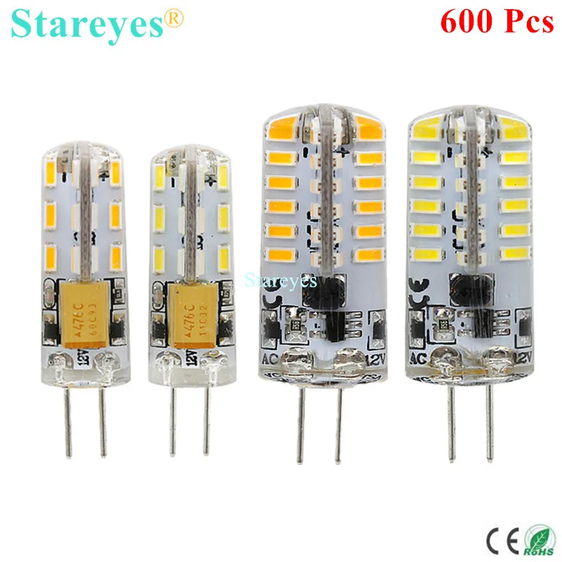 600 шт. G4 12 В постоянного тока 2 Вт 4 24 48 светодиодов SMD 3014 Светодиодная лампа люстра