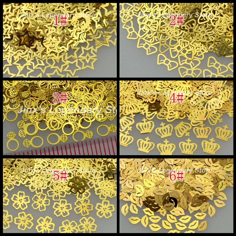 800PCS/PACK Gold High-heel Cat Love Crown Snowflake Lip Star Flower Shape Metallic Sequins Nail Art Slice Phone Decals Tip
800PCS/PACK Gold High-heel Cat Love Crown Snowflake Lip Star Flower Shape Metallic Sequins Nail Art Slice Phone Decals Tip