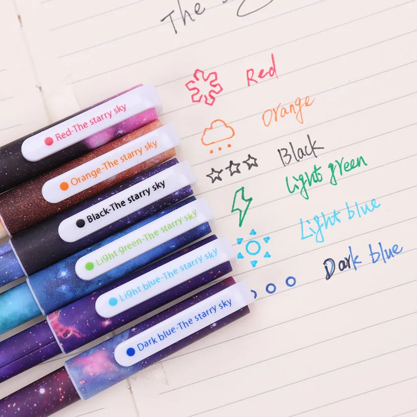 6 PCS/Set New Cute Cartoon Starry Sky Colorful Gel Pen Set Kawaii Korean Stationery Creative Gift School Supplies
6 PCS/Set New Cute Cartoon Starry Sky Colorful Gel Pen Set Kawaii Korean Stationery Creative Gift School Supplies